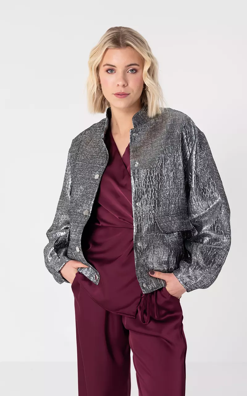 Bomberjacke mit Taschen Silber