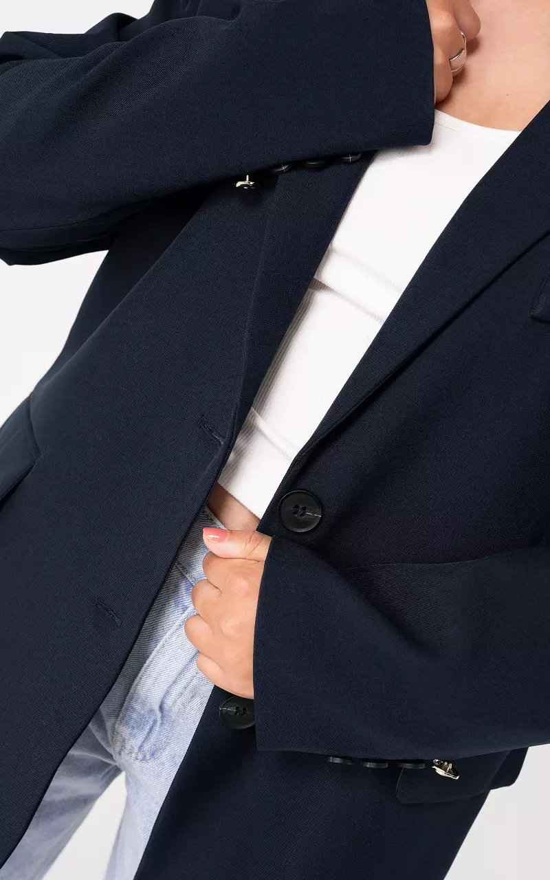 Oversized blazer with decorative pockets Dark Blue