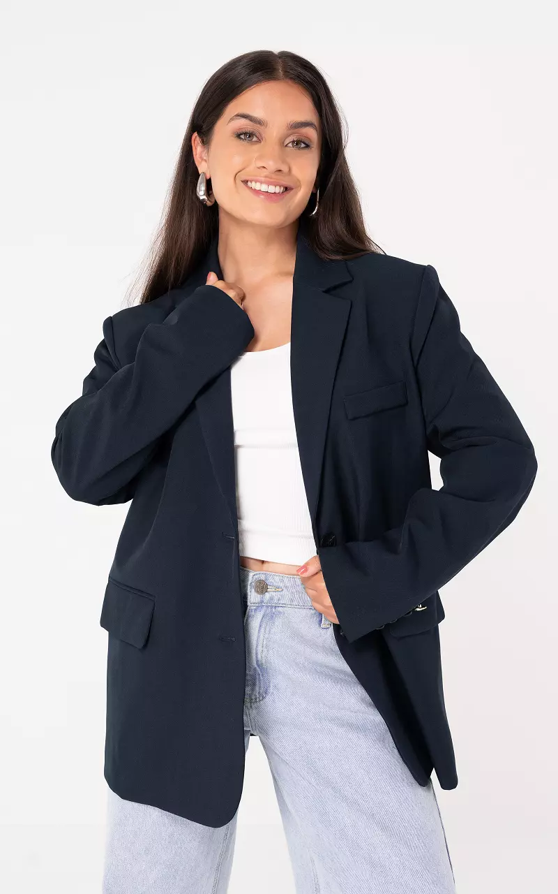 Oversized blazer with decorative pockets Dark Blue