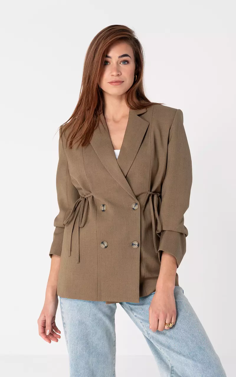 Oversized blazer with bow details Light Brown