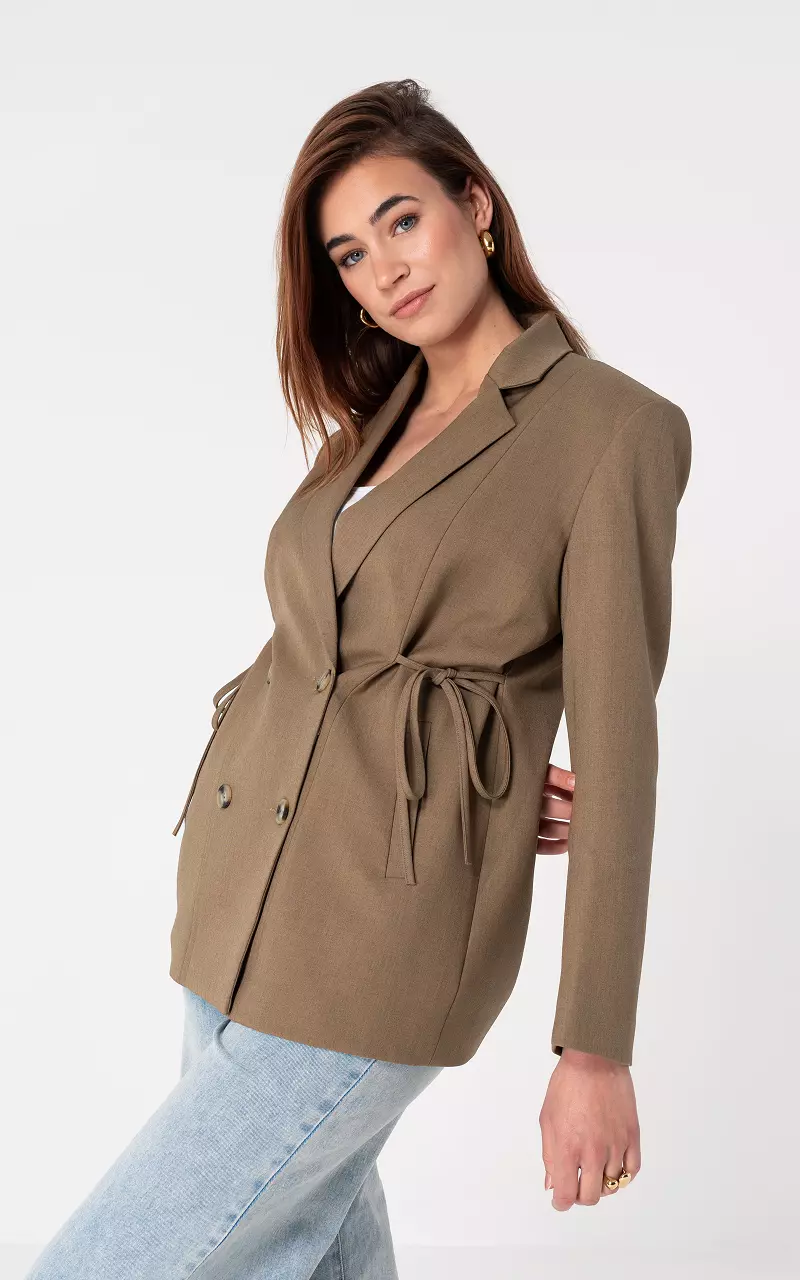 Oversized blazer with bow details Light Brown