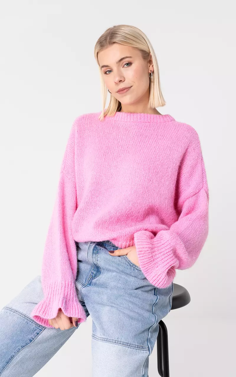 Sweater with round neck Pink