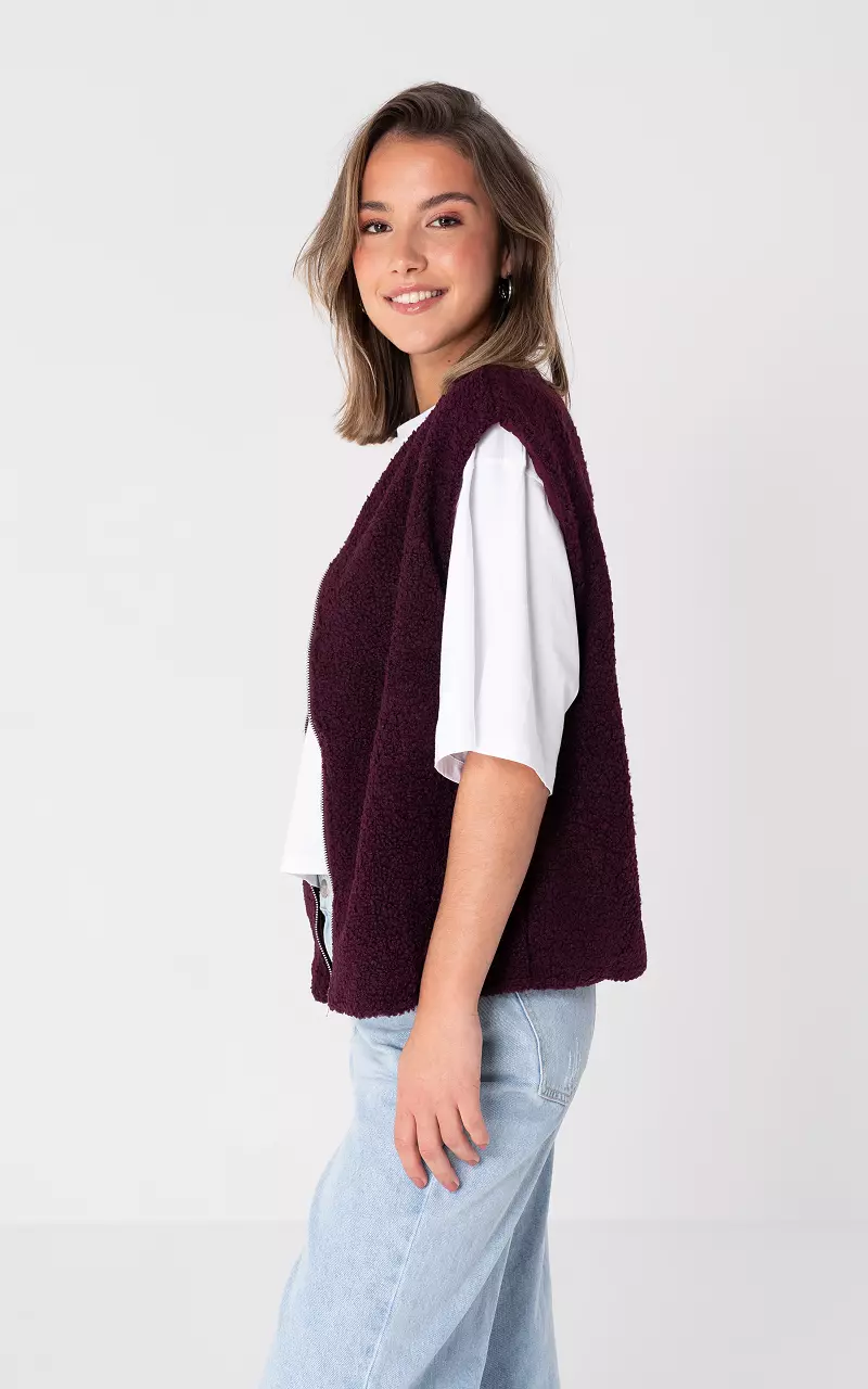 Teddy gilet met ritssluiting Bordeaux