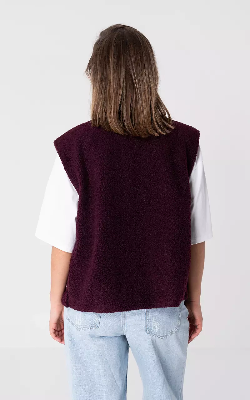 Teddy gilet met ritssluiting Bordeaux