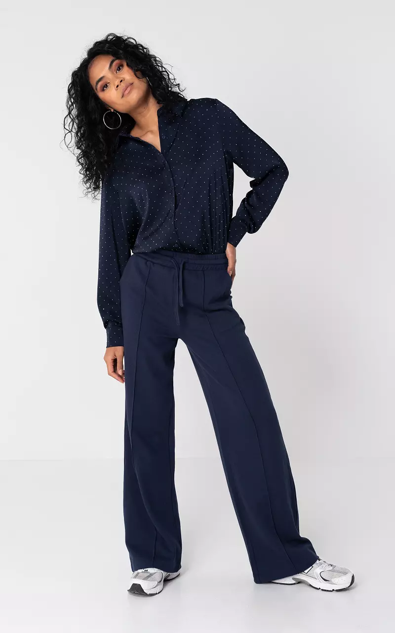 Broek met strikdetail en steekzakken Donkerblauw