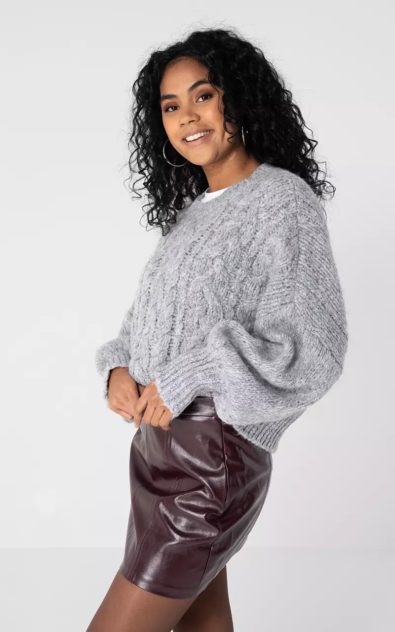 Zopfstrick Pullover Grau