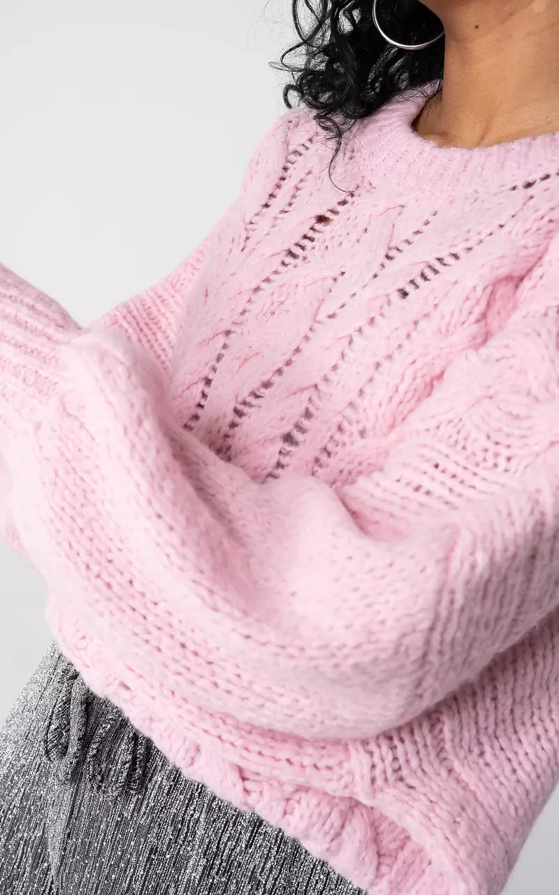 Zopfstrick Pullover Hellrosa