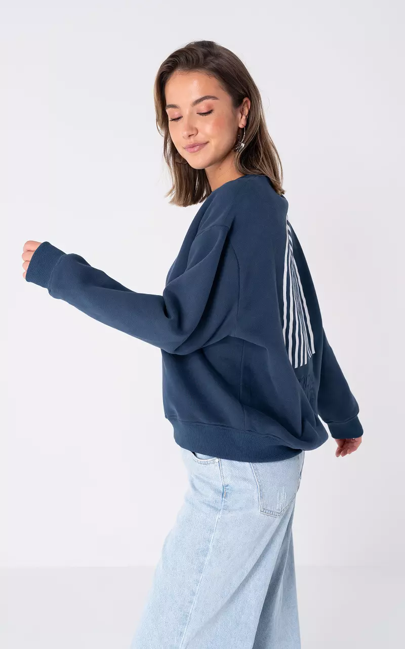 Sweater met print Donkerblauw Wit