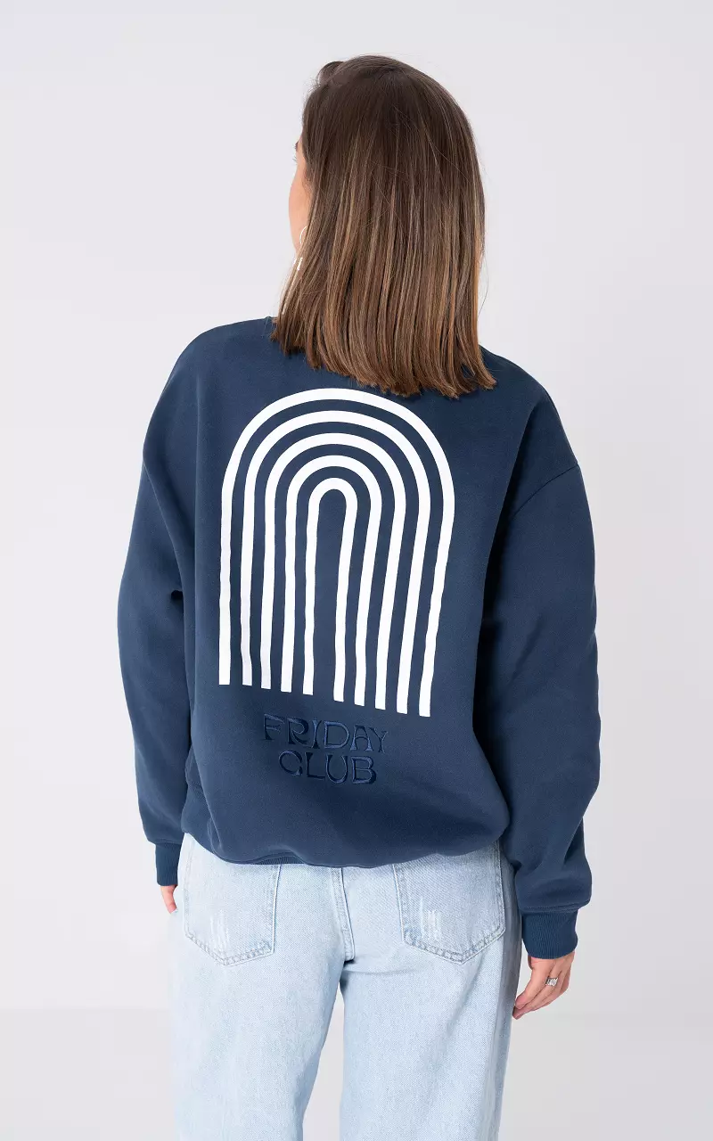 Sweater met print Donkerblauw Wit