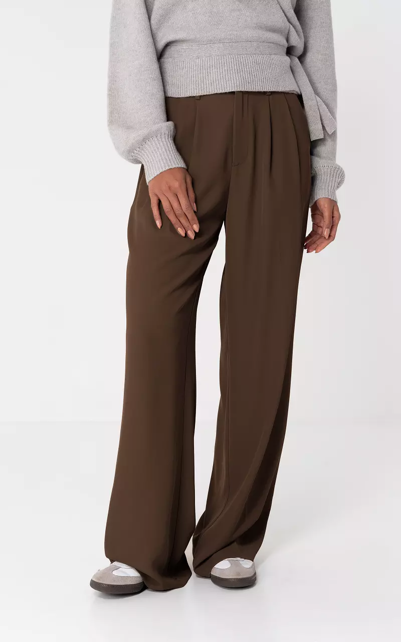 Wide leg pantalon Lichtbruin