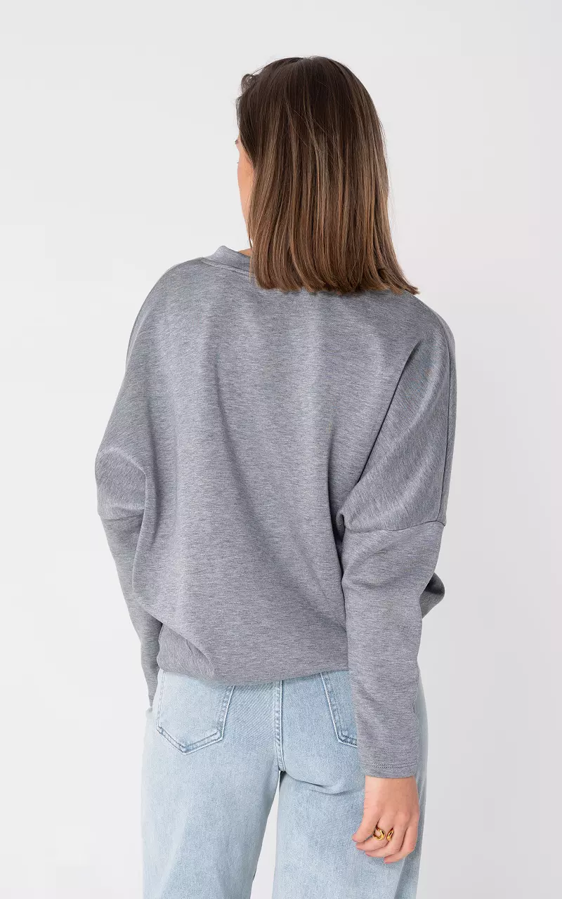 Trui met v-hals en vleermuismouwen Grijs