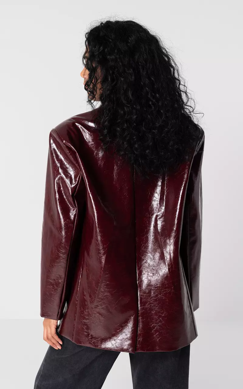 Faux leather blazer with button closure Bordeaux