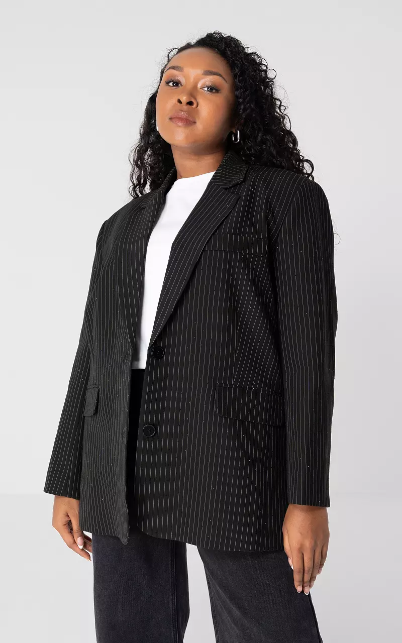 Blazer met strass Zwart Wit