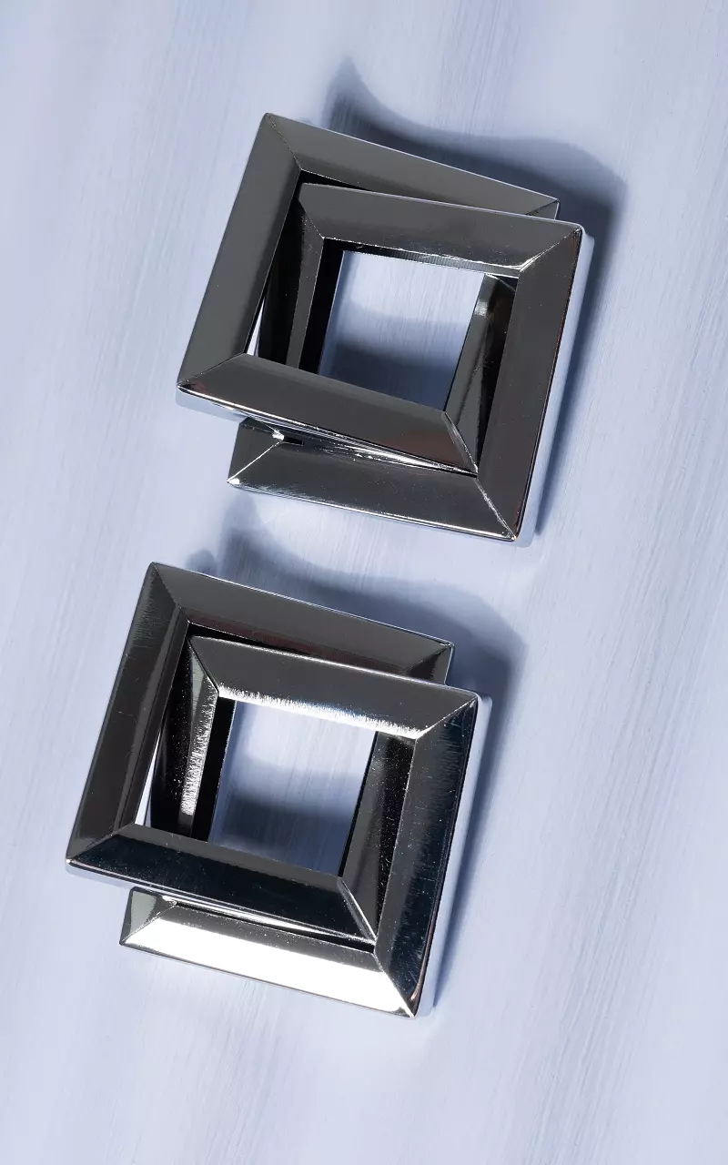 Eckige Ohrringe aus Edelstahl Silber