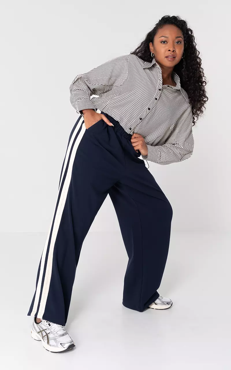 Trousers with two side pockets Dark Blue White