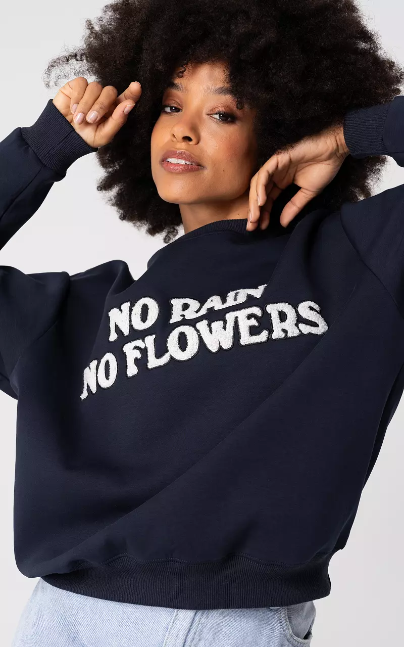 Sweater with embroidered text Dark Blue White