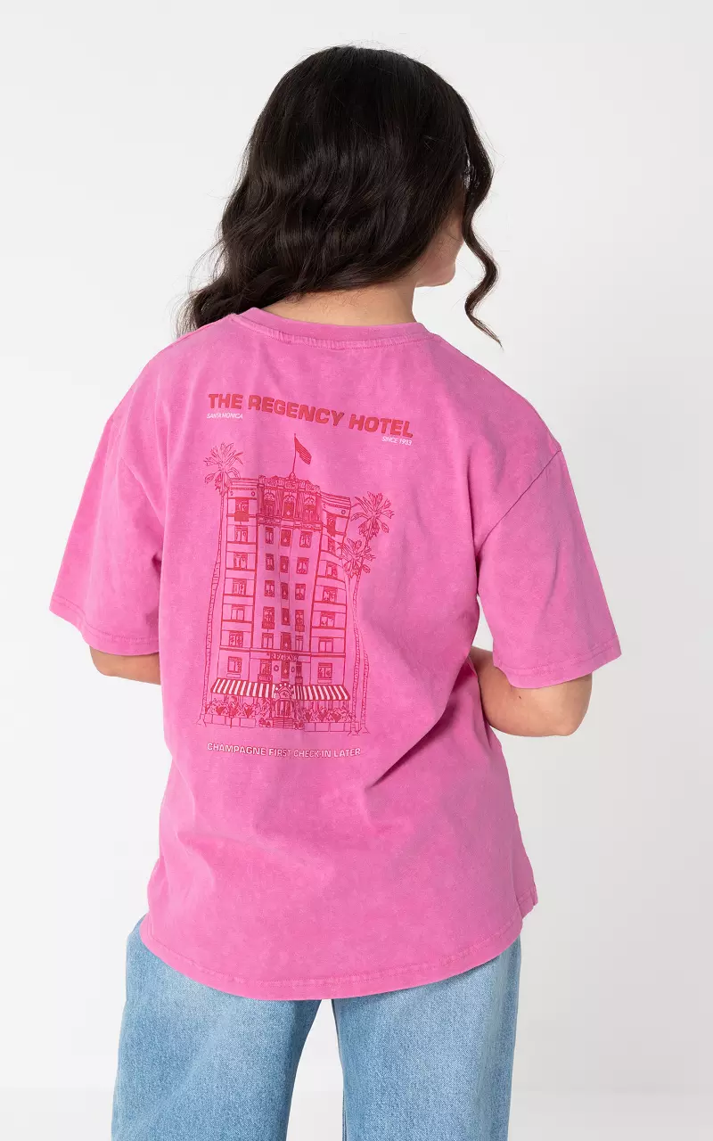 T-shirt met print Roze Rood