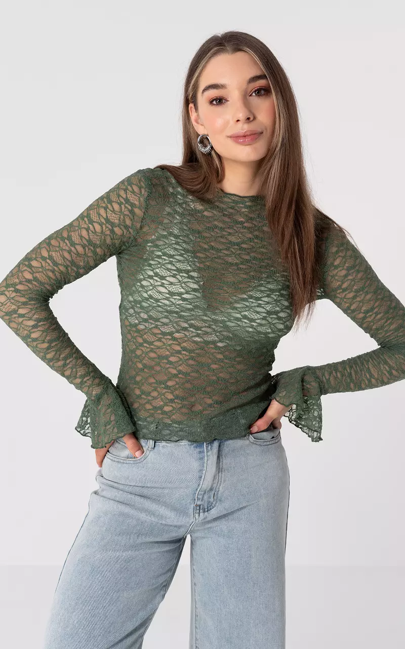 Flare mouw top Groen