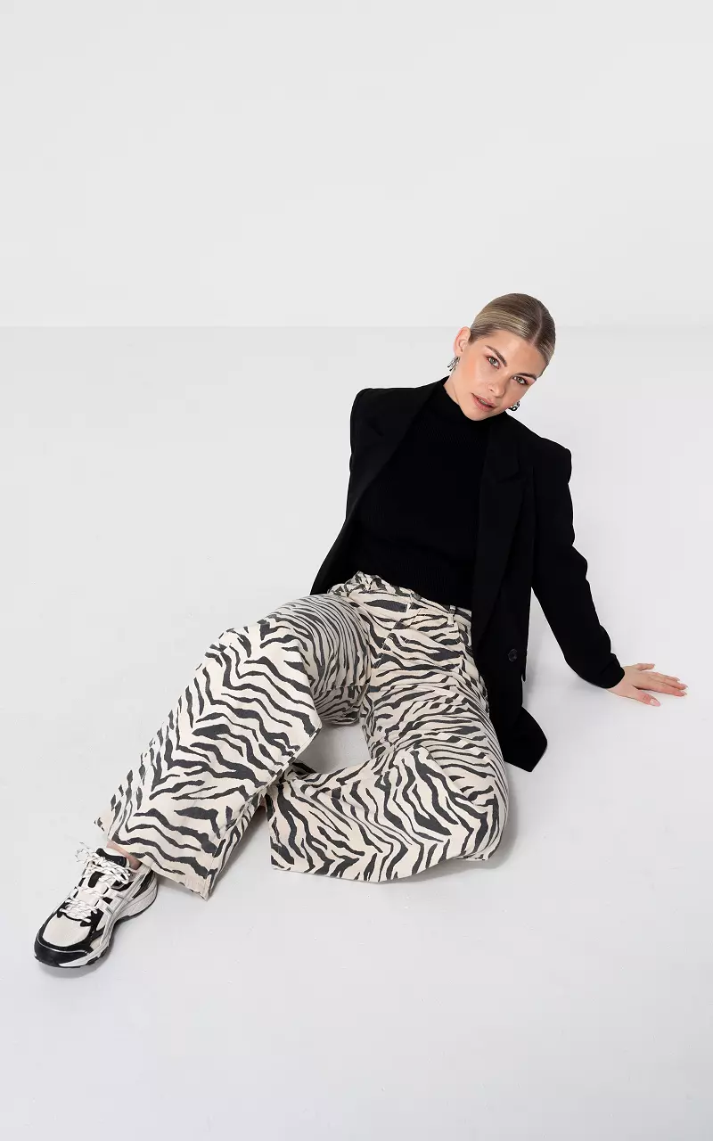 Animal print jeans Black Cream