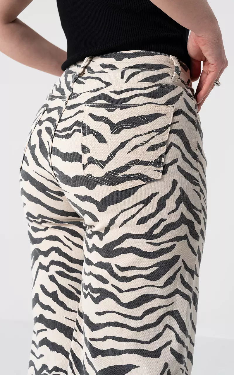 Animal print jeans Black Cream