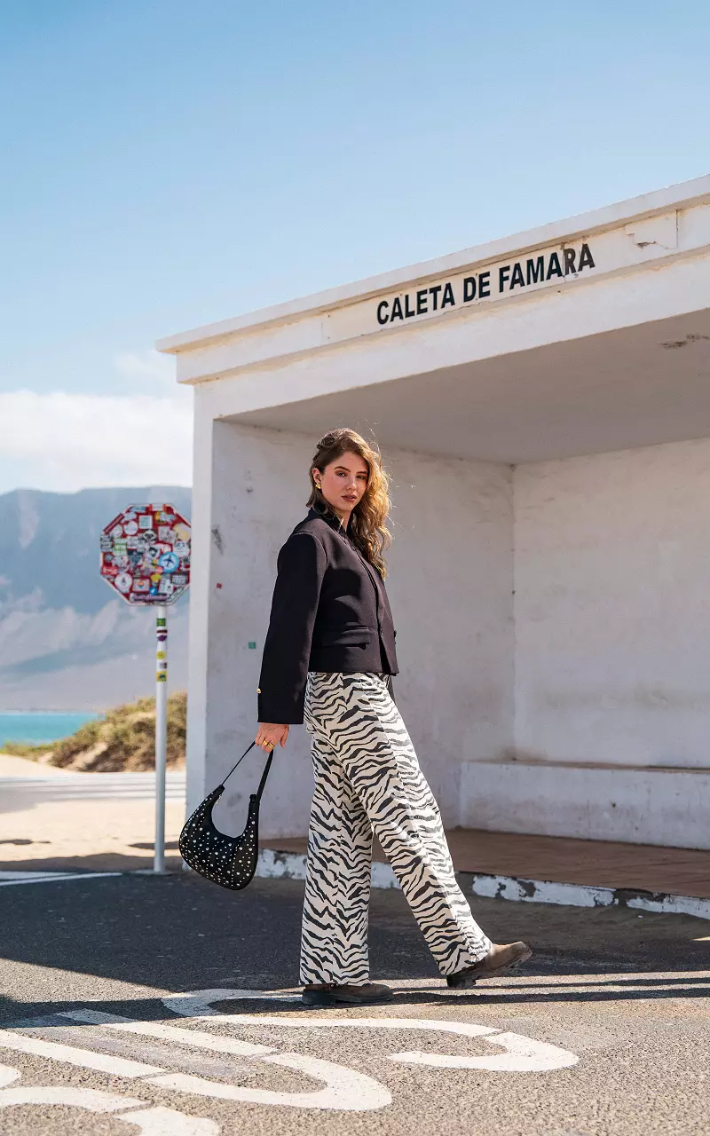 Tall animal jeans Zwart Creme