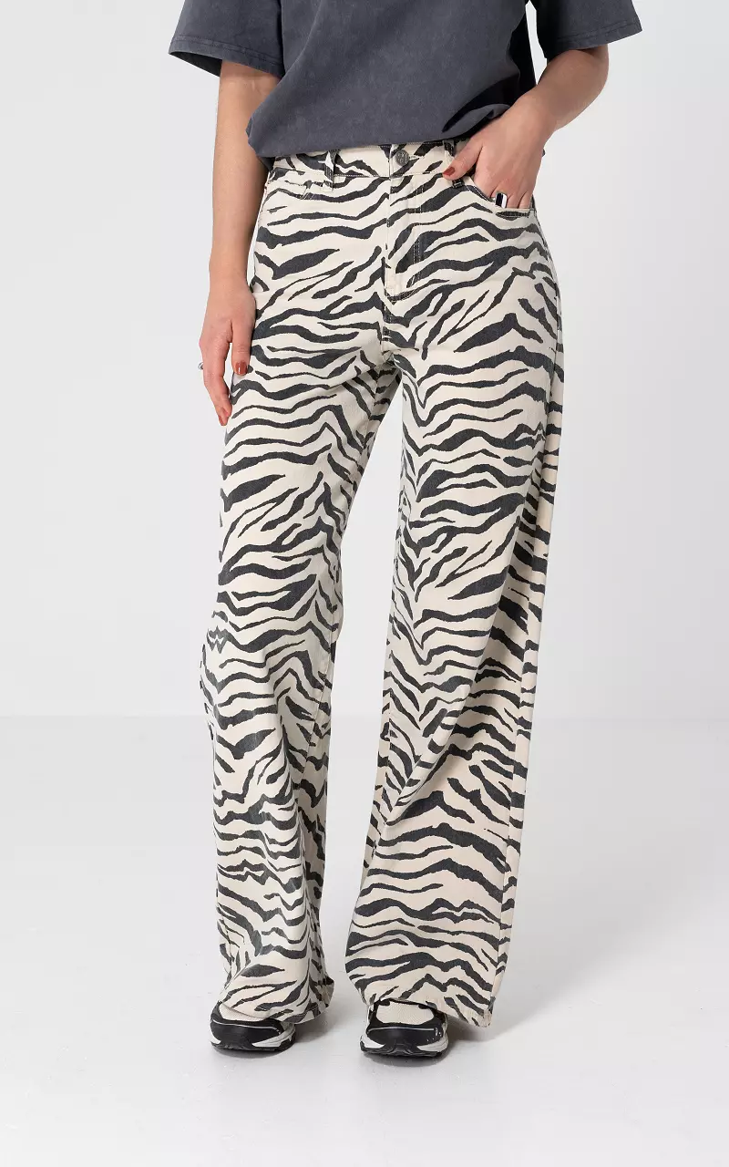 Tall animal jeans Zwart Creme