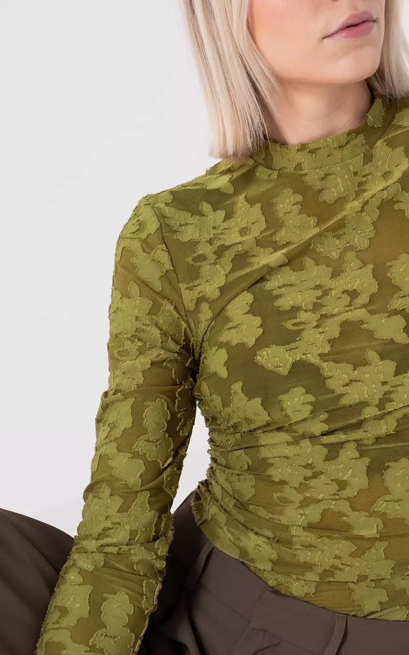 Top mit hohem Kragen Grün