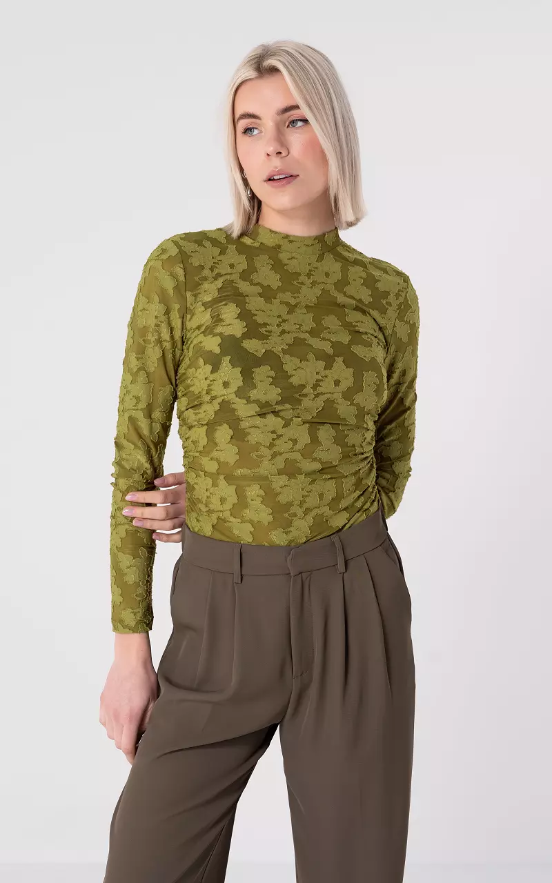 Top mit hohem Kragen Grün