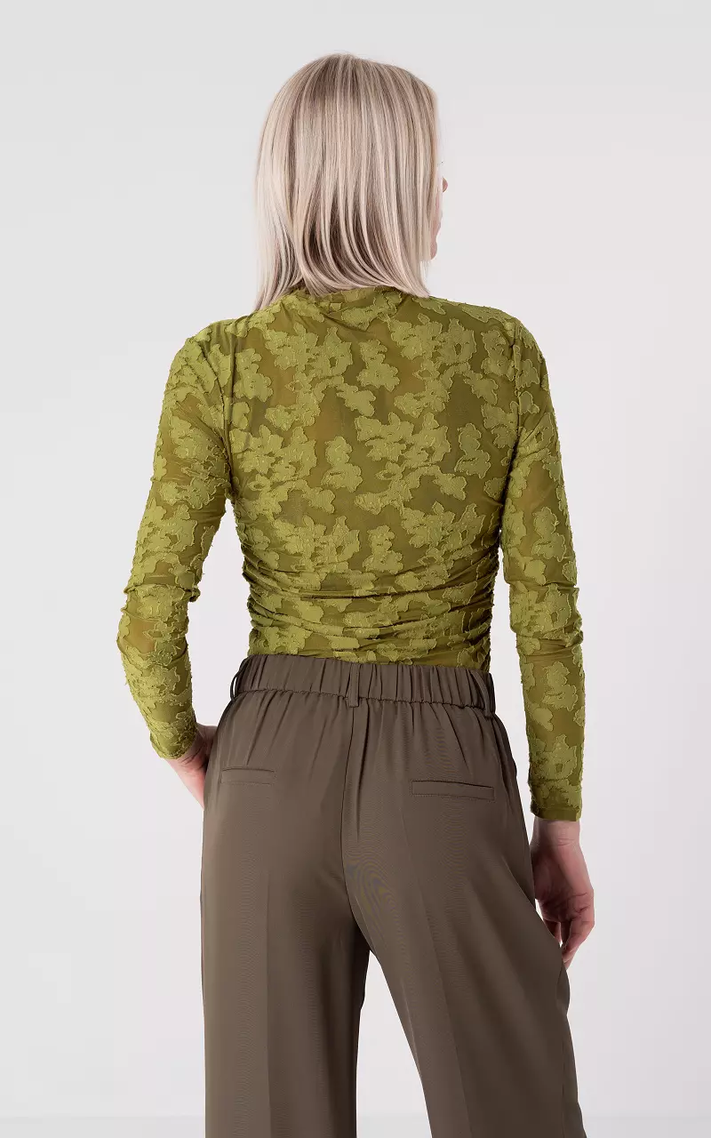 Top mit hohem Kragen Grün