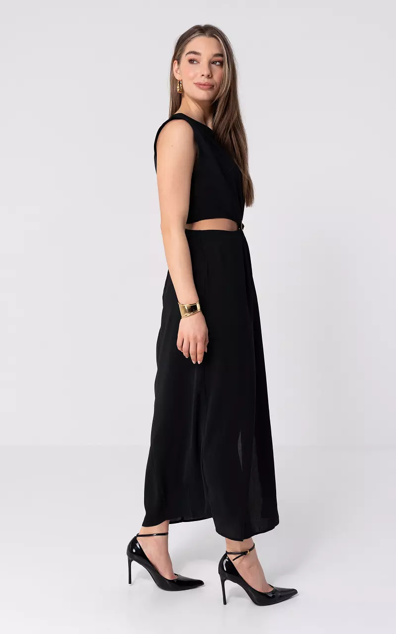 Cut-out dress with gold-coloured buckle Black