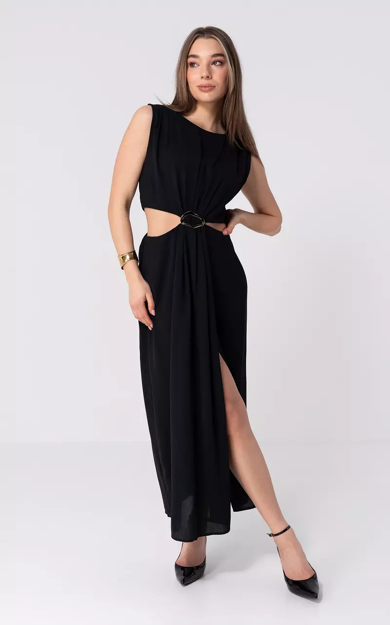 Cut-out dress with gold-coloured buckle Black