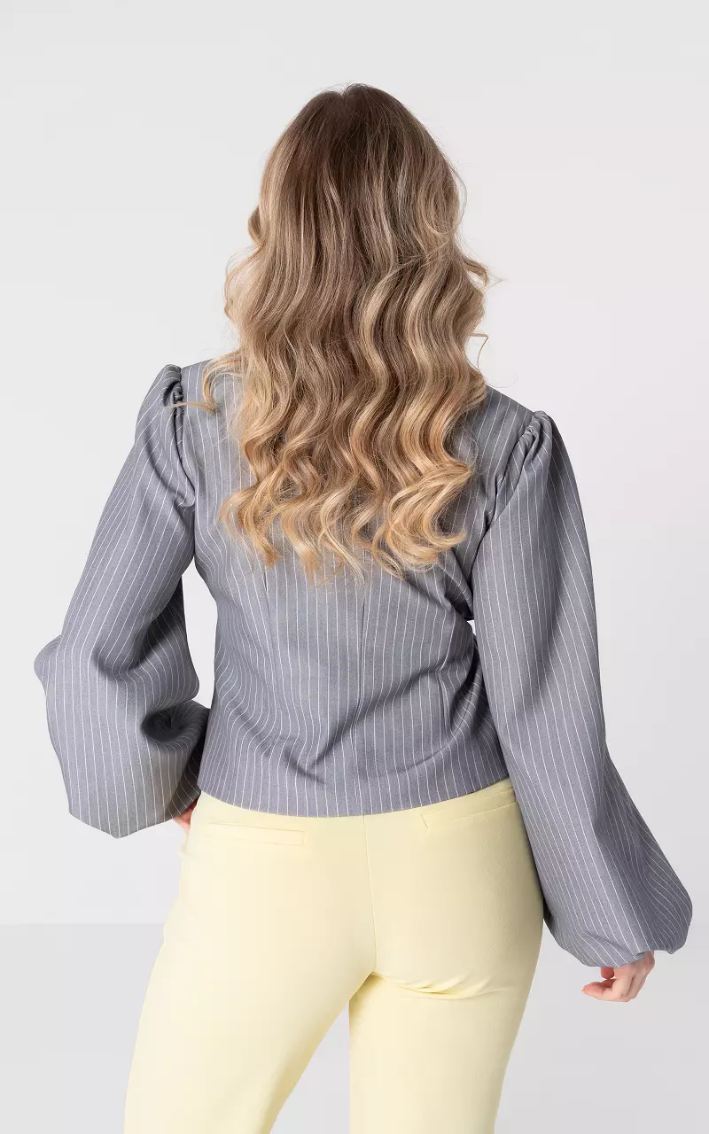 Blazer with puffed sleeves and bow detail Grey White