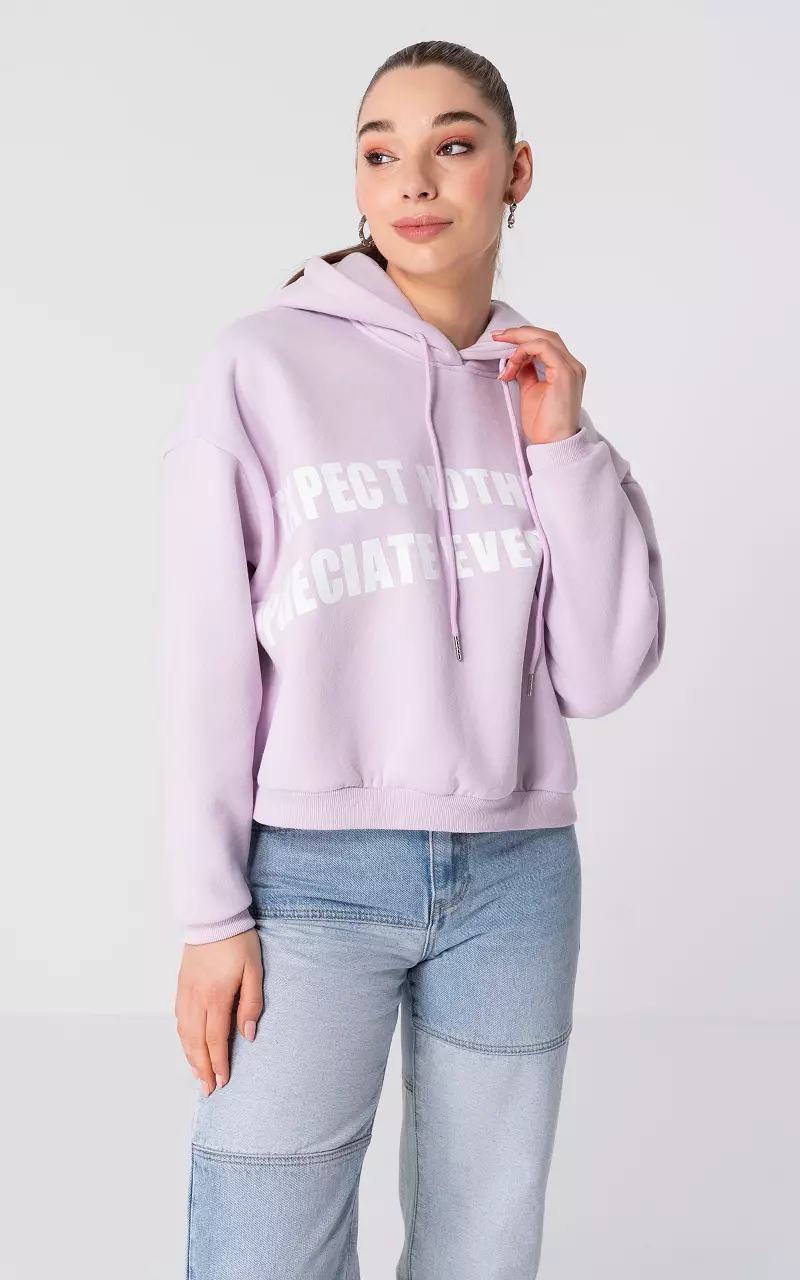 Sweater with embroidered text Lilac White