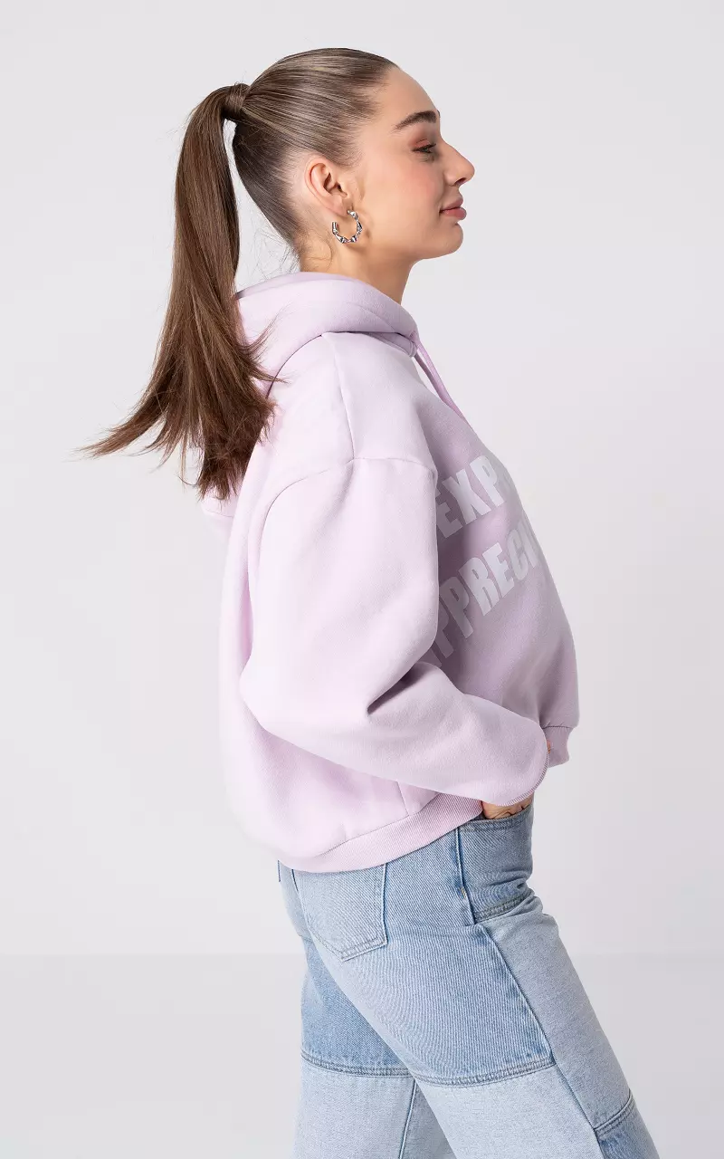 Sweater with embroidered text Lilac White