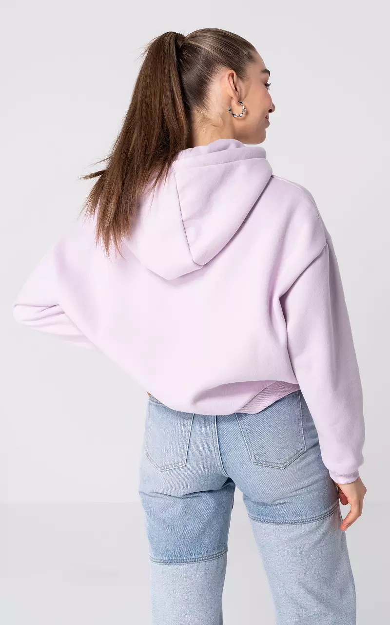 Sweater with embroidered text Lilac White