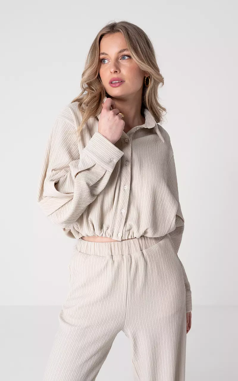 Blouse met trekkoord Beige