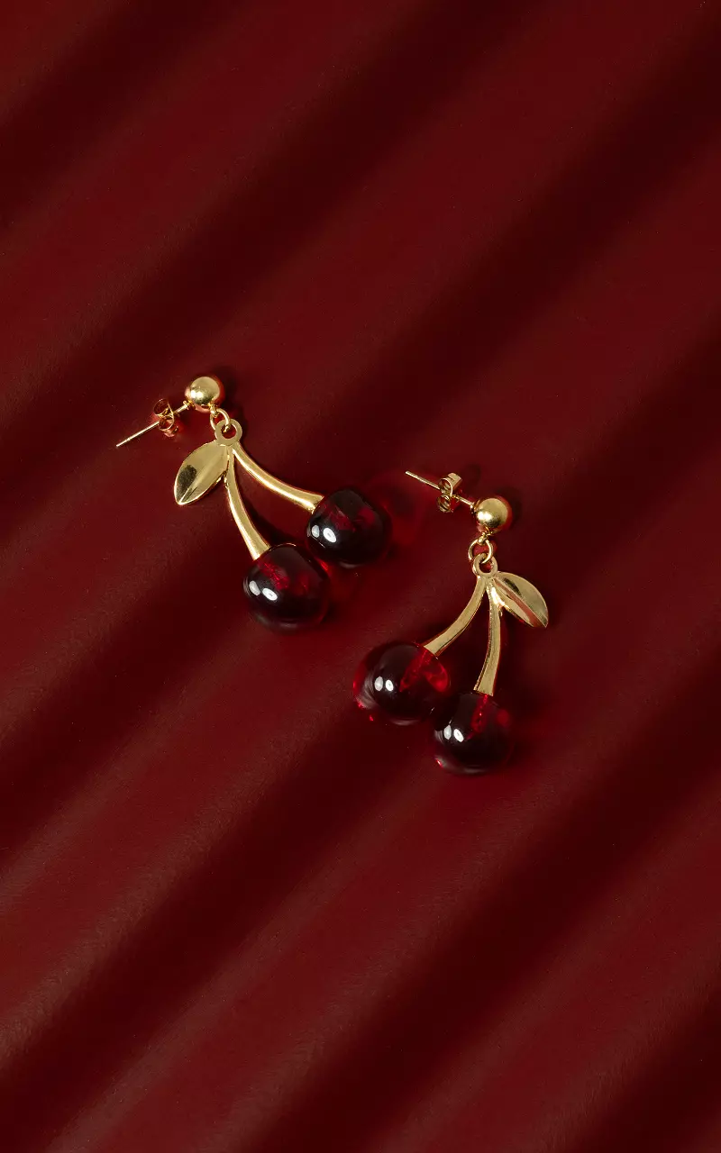 Ohrringe mit Kirschen Rot Gold