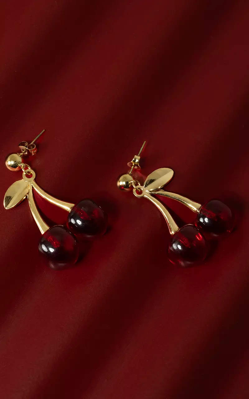 Ohrringe mit Kirschen Rot Gold
