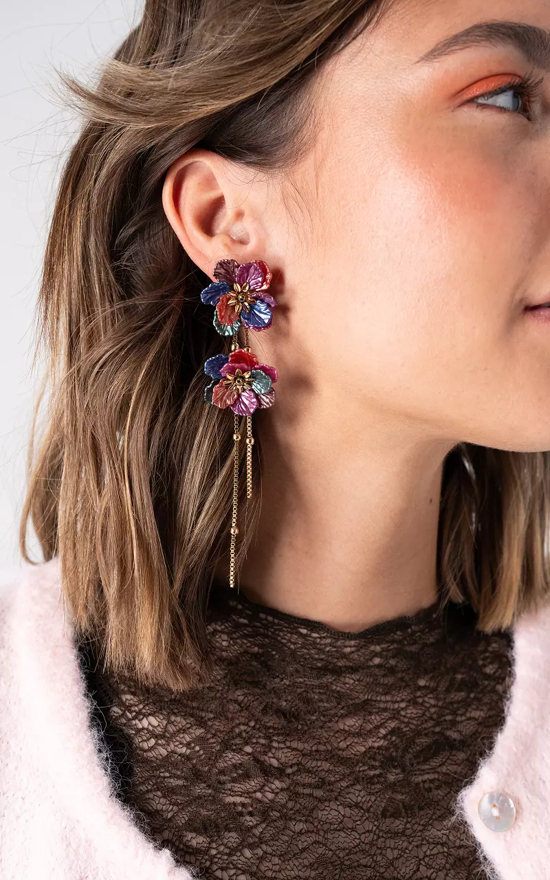 Bloemen oorbellen Multicolor