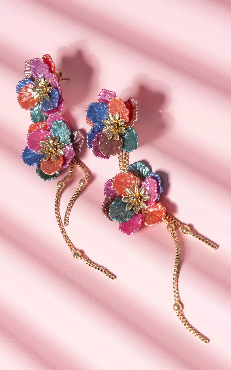 Bloemen oorbellen Multicolor
