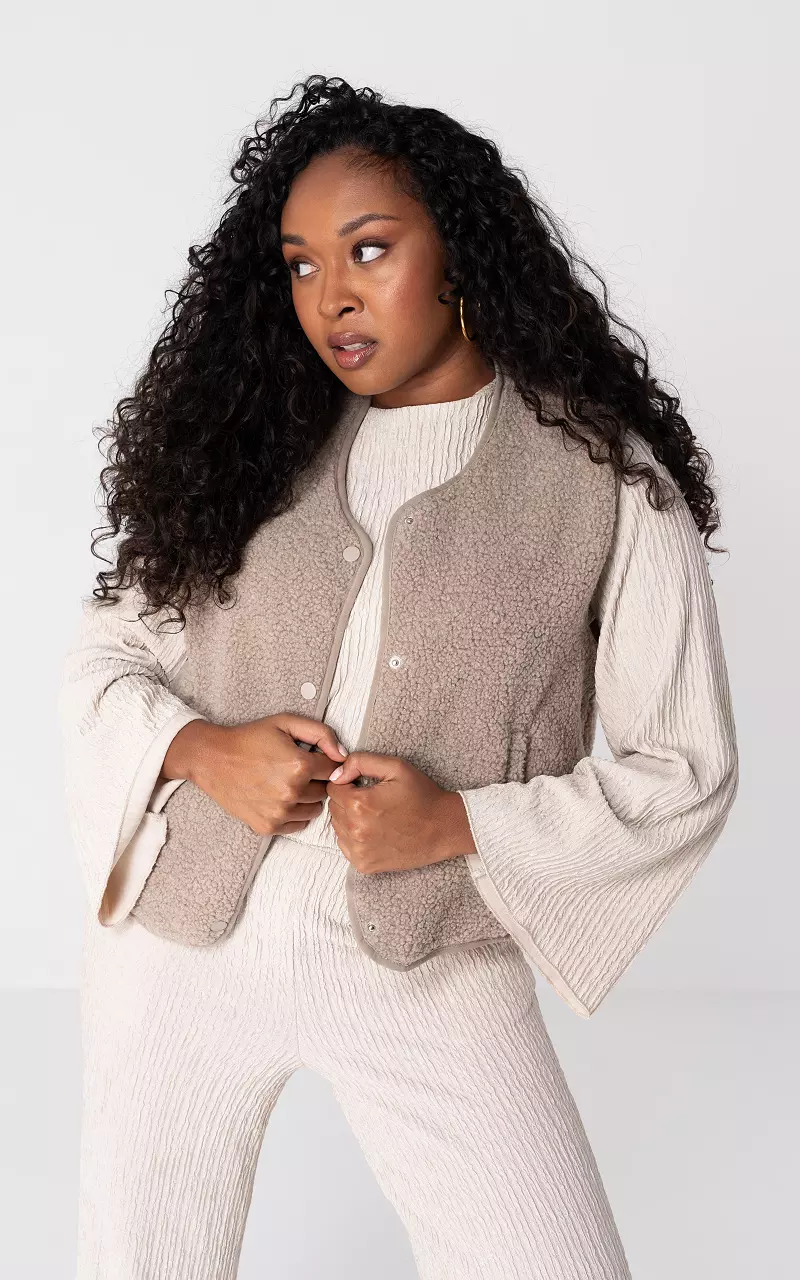 Teddy gilet with side pockets Light Brown