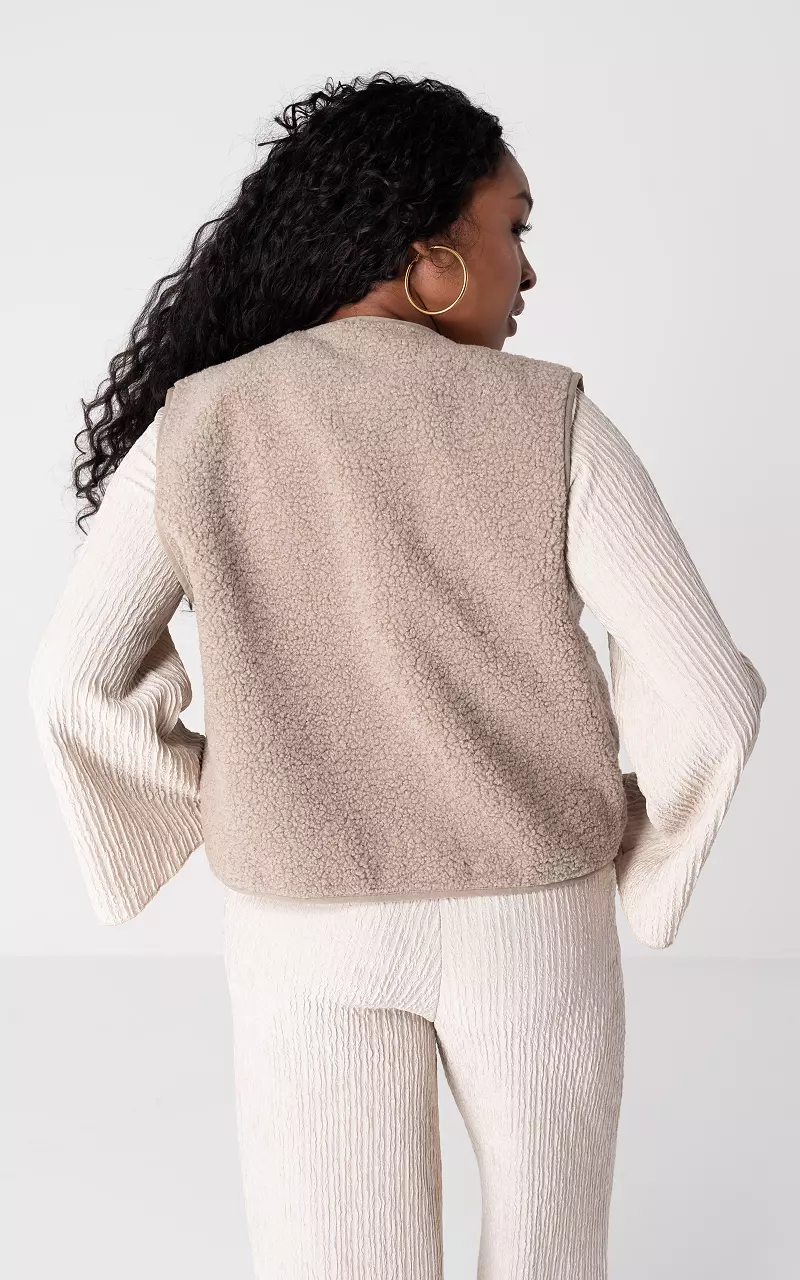 Teddy gilet with side pockets Light Brown