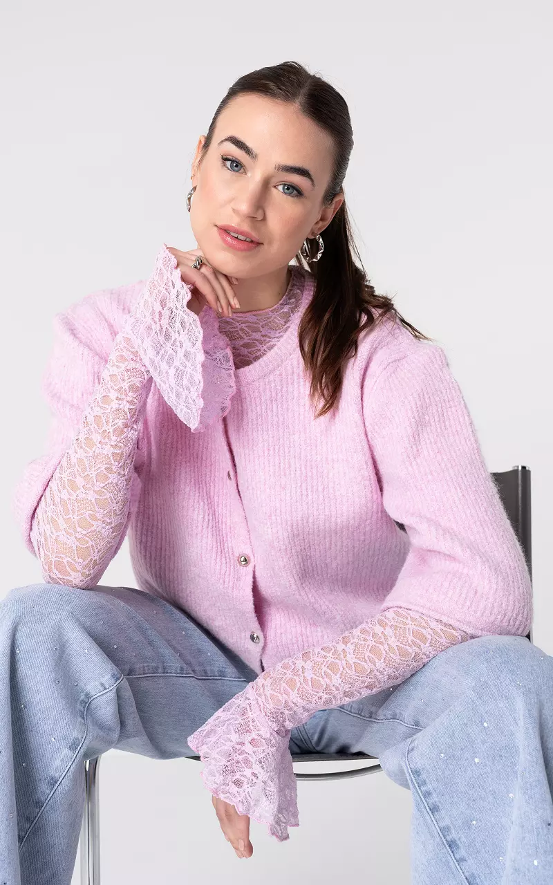 Vest met knopen Lichtroze