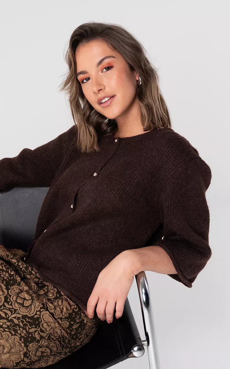 Vest met knopen Donkerbruin