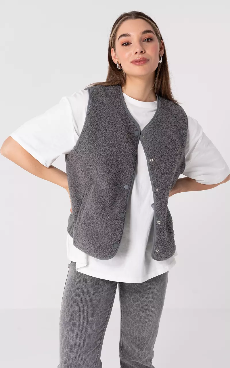 Teddy gilet met steekzakken Grijs