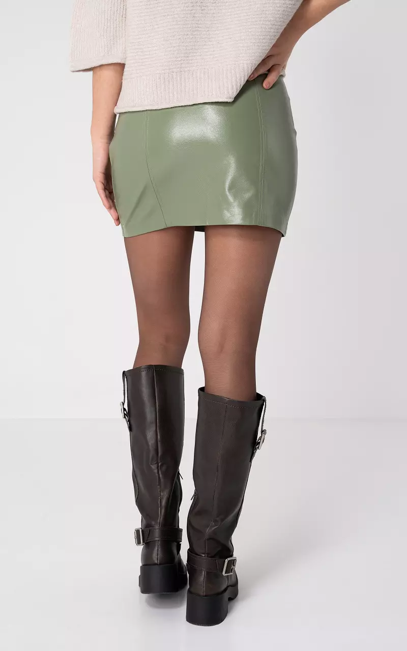 Leather look mini skirt Green