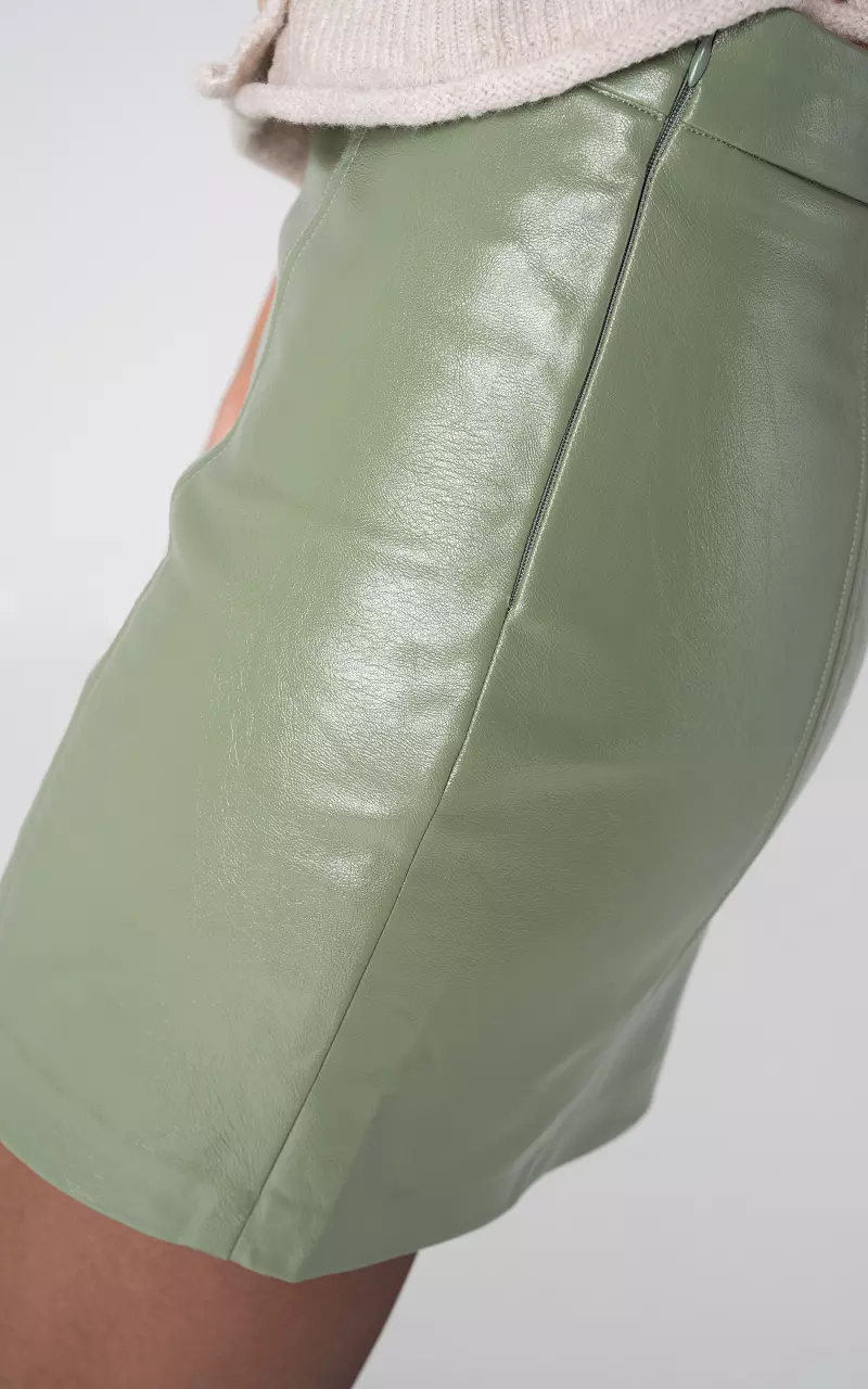 Leather look mini skirt Green