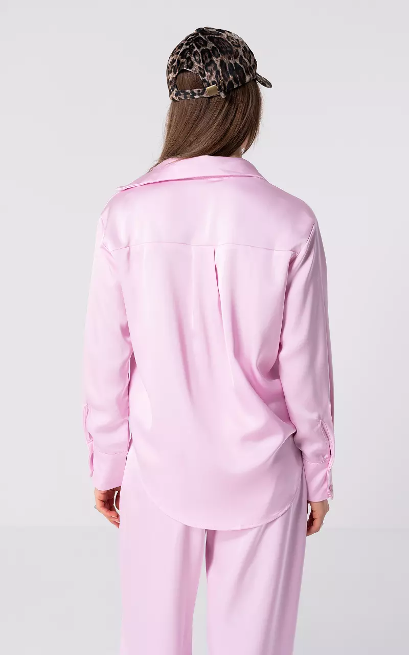 Satin look blouse with buttons Light Pink