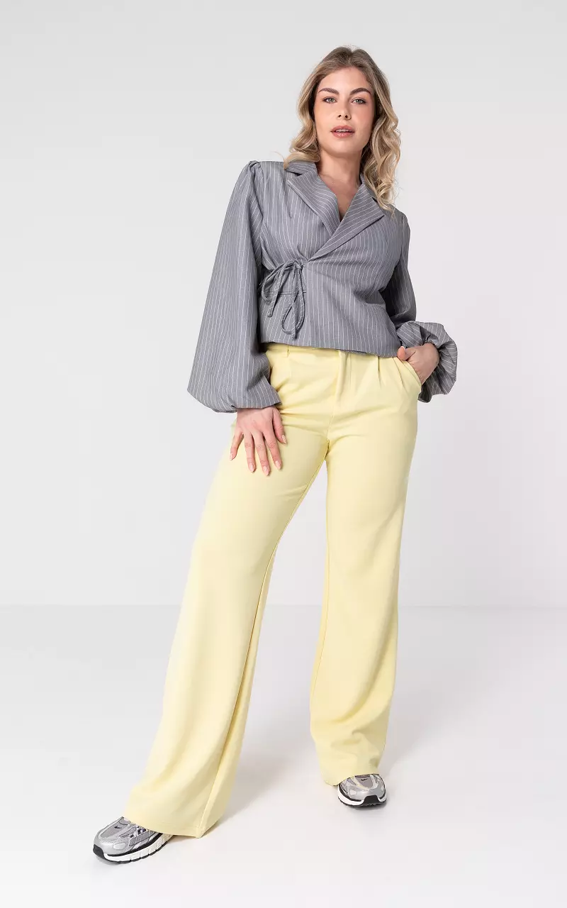 Wide leg pantalon Lichtgeel