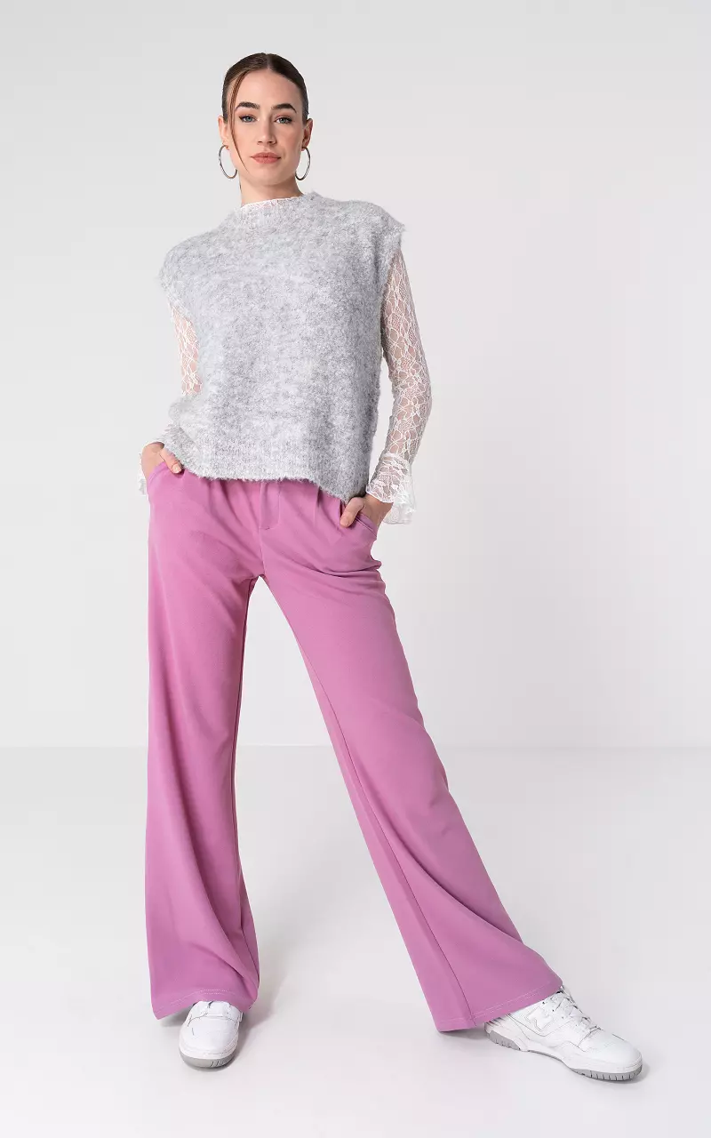 Basic wide leg trousers Light Pink